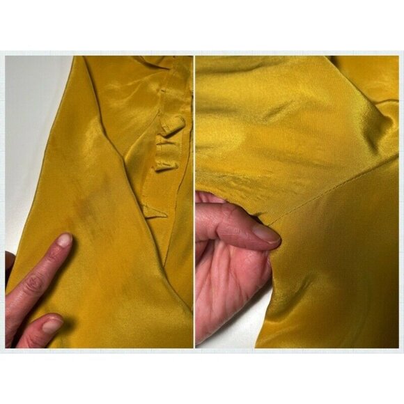 Isabel Marant Salvia Ruffle Mini Silk Dress Long Sleeve Party Yellow US 10 - Picture 16 of 16